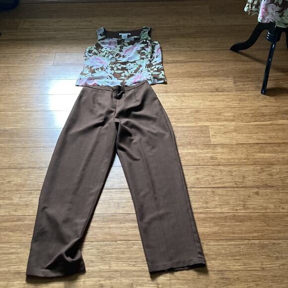 Madison Leigh Pink & Brown 3 Piece Top, Skirt, & Pant Set, Size 8 - Picture 9 of 14
